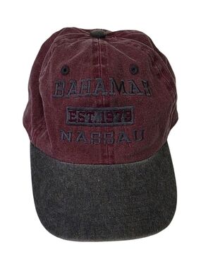 Newhattan Bahamas Nassau Dad Hat Burgundy Adjustable Vacation Travel Baseball Ca